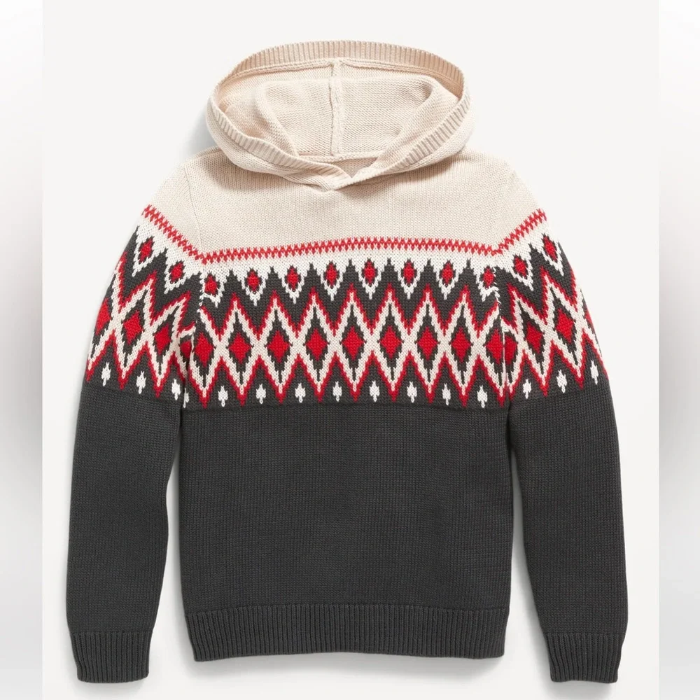 OLD NAVY Cozy‎ Fair Isle Pullover Sweater Hoodie